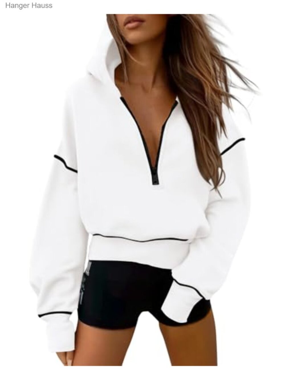 PRETTYGARDEN Women's Half Zip Cropped Hoodie Fleece Lined Sweatshirt